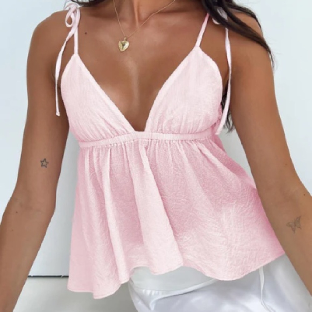 Princess Polly Hearts Flutter Top Pink Size 0